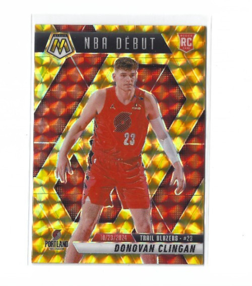 2024-25 Panini Mosaic Donovan Clingan NBA Debut #261 Yellow Reactive Prizm RC
