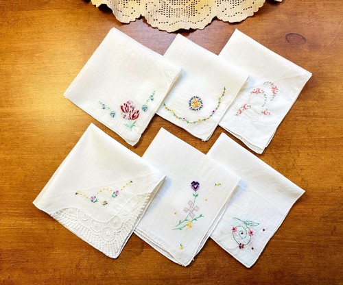 Betty Lou's Vintage Hand-Embroidered Handkerchiefs Hankies - Collection 1