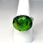 Vintage Faceted Oval Green Gemstone Ring Silver 925, Size 7.5, 8.95g