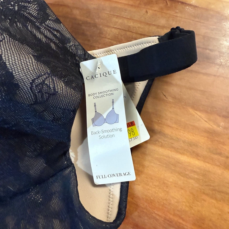 NUEVO Sujetador Cacique Para Mujer Forrado Cobertura Completa 40D Negro Encaje Floral Con Aros  Foto 2 de 4