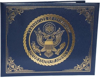 US Naturalization and Citizenship Certificate Holder. Gold American Eagle Cer...