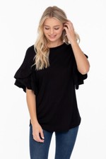 DOUBLE RUFFLE HALF SLEEVE TOP