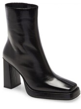 Jeffrey Campbell Maximal  Square Toe Black Leather Platform Bootie  size 11 $220