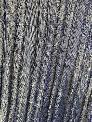 Arden B Womens Tunic Sweater Medium M Blue Gold Foiled Cable Knit New - Picture 3 of 9