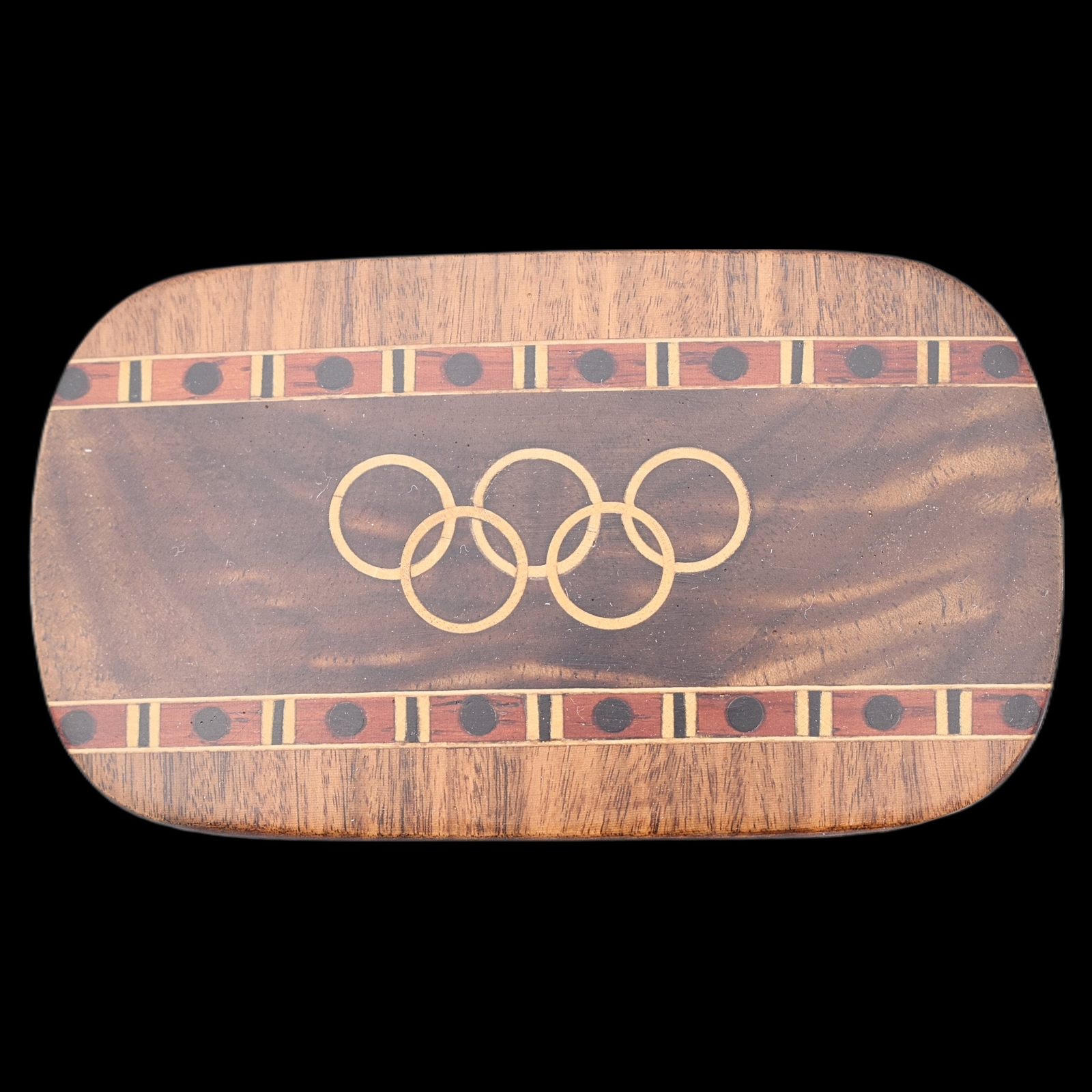 Vintage Olympic Rings Wooden Belt Buckle for Sports Fans  