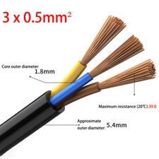 0.5mm² - 6mm² Flex Wire Copper 2/3/4/6-Core Electrical Cable PVC Insulation