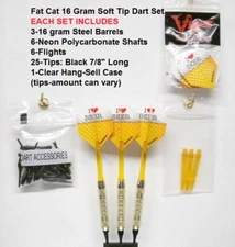 Darts Fat Cat Highlander 16 gram Soft Tip Dart Set with I Love Beer Flights 
