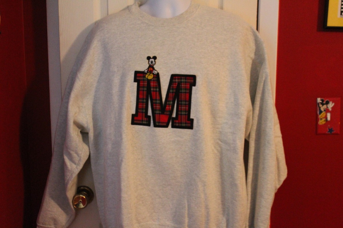Vintage Mickey &Co Mickey Mouse Sweatshirt Plaid Letter Gray