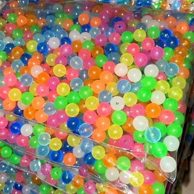 500 Mixed Color Craft DIY Acrylic Luminous Round Beads Glow In The Dark 6mm