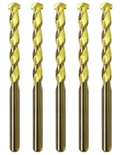 Masonry Drill Bit Set 3/8 In. Carbide Tip Golden Flute Drill Concrete Brick-5Pcs