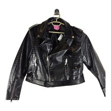 Azalea Wang Womens Pleather Jacket Black Aussie Croc Size Xl