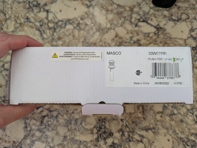 Delta 33W576BL Masco Push Pop-Up Sink Drain Assembly Bent, As Is 