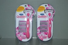 (2) Schick Quattro Women’s 4-Blade Razor Starter Set- 1 Handle & 4 Cartridges