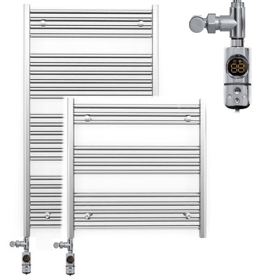 700mm breit Chrom Handtuchhalter Heizkörper mit Dual Fuel Kits AF Thermostat Kits