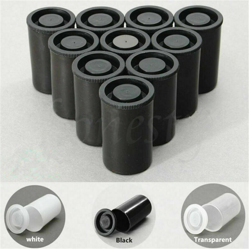 10pcs Plastic Empty Black/White Bottle 35mm Film Cans Canisters Containers