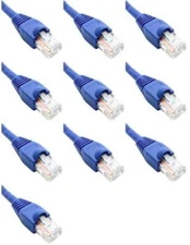 15 Feet Cat6 Slim Ethernet Network Patch Cables Blue RJ45 m/m (10 Pack)