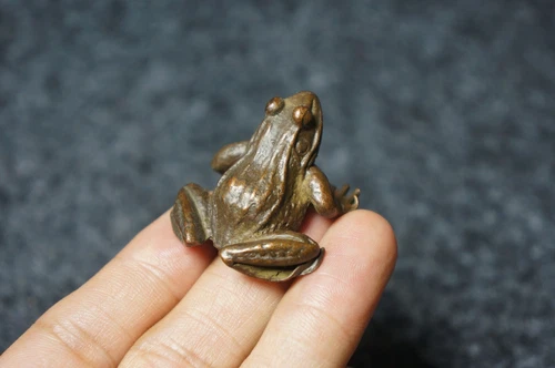 Old Ancient Chinese Copper pray for auspiciousness frog Figurines&Statues - Picture 5 of 6