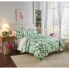 TN 3 Piece White Green Cactus Quilt Full Queen Set Western Desert Plant