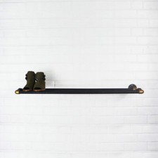Shoe Rack Storage Industrial Metal Heavy Duty Raw Steel & Brass Pipe Style