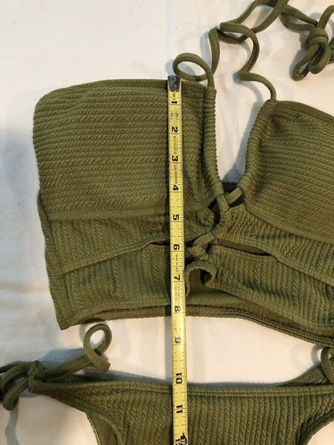 Women’s 2 Piece Green Bathing Suit Size Medium - Picture 7 of 11
