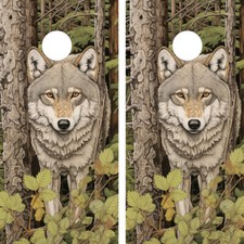 FADEPROOF Cornhole Board Wraps Laminated / Wild Wolf /