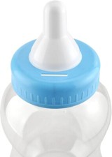 XL Jumbo Size Blue Plastic Baby Bottle Coin Bank Baby Shower, Party Favor