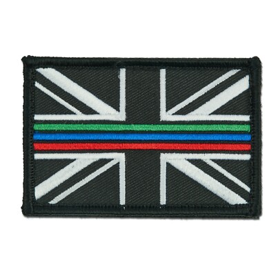 Dreifach dünn blau grün rote Linie Rettungsdienst Union Jack Patch Abzeichen GROß