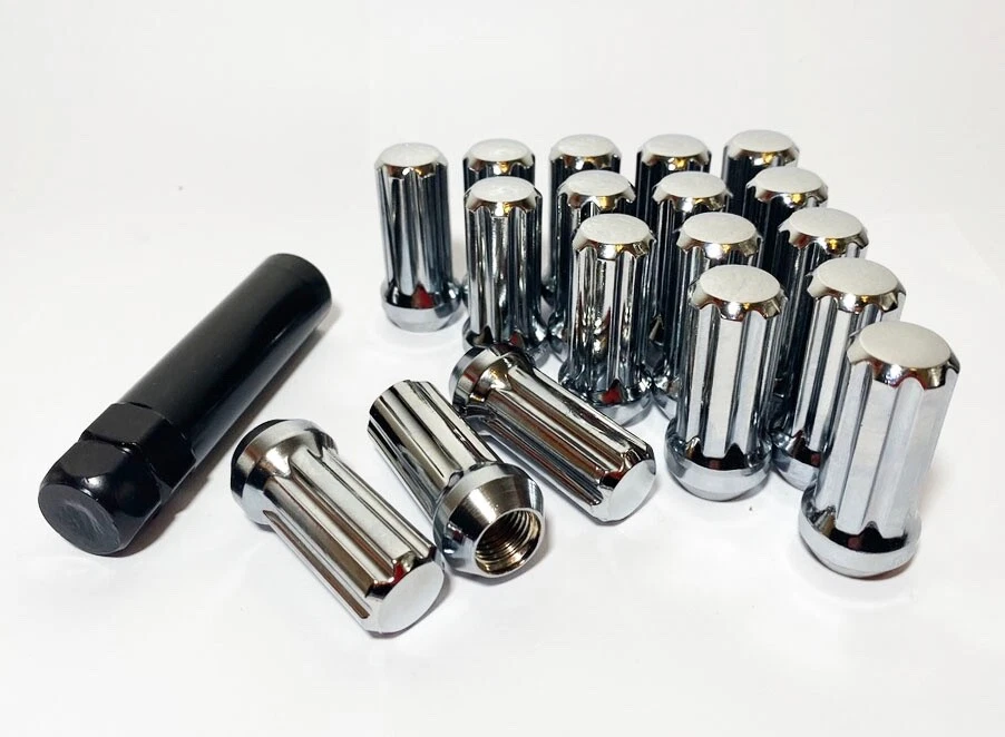 Se adapta a Chevy GMC Silverado Sierra 1500 14x1,5 cromo 7 tuercas estriadas 2" 24 piezas + llave Foto 2 de 4