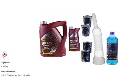 6L MANNOL Energy Premium 5W-30 API SN/CH-4 Motoröl inkl. Additiv Auslaufschlauch