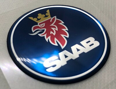 1pcs SAAB 3D Curved Stickers. Silver. Size 50mm