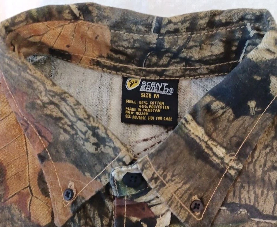 Scent Shield Camo Mens Shirt Sz M Break Up Hunting Outdoor Button - Image 4 of 4
