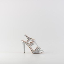 SCARPE DECOLTE SANDALO TACCO DONNA ALBANO 8247 ARGENTO SILVER PELLE PE NUOVO