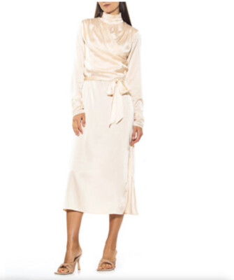 Alexia Admor Anna Mockneck Draped Midi Dress | eBay Alexia Admor Anna Mockneck Draped Midi Dress | eBay