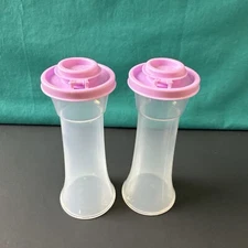Tupperware Large Hourglass Salt & Pepper Shaker Set Lilac Purple Seals New Sale