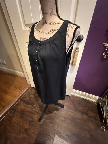 Kenneth Cole Reaction Silky Black Sleeveless Blouse Loose Fit Tank L 36” 25” - Picture 7 of 12