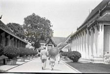 Couple Strolling in Courtyard - 1930 Bangkok Thailand - Vintage Negative