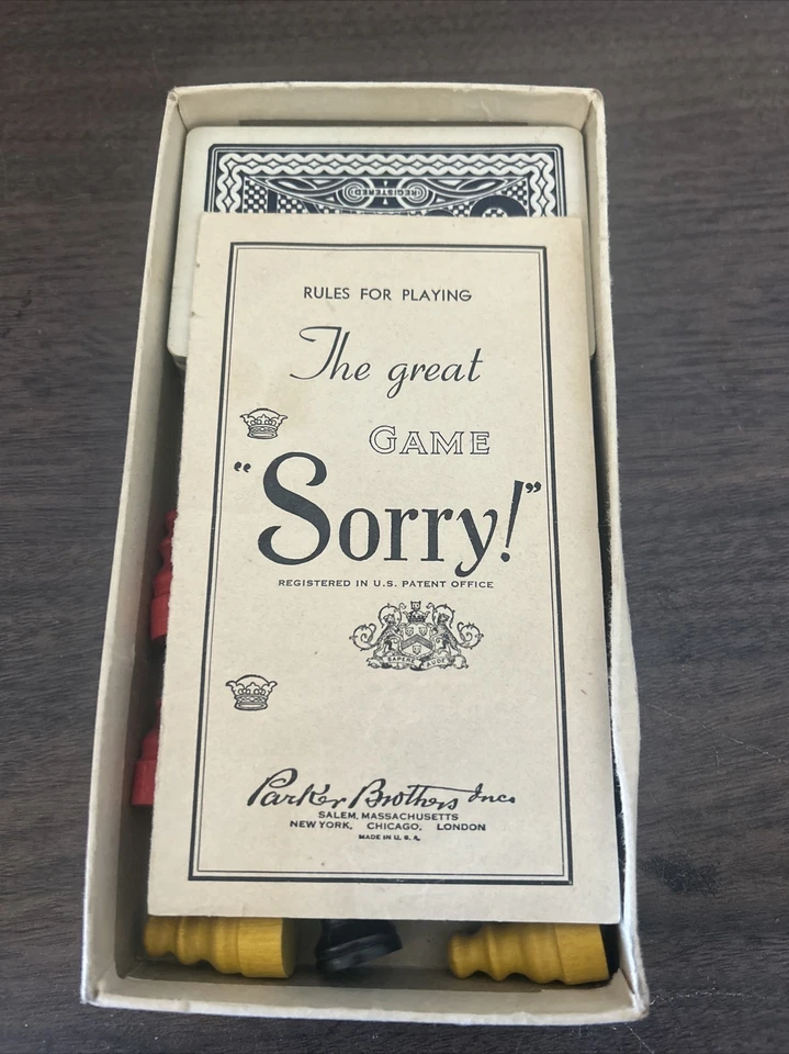 Vintage 1950 SORRY! Game Wood Pieces Cards Parker Brothers Original Replacement - Image 2 of 4