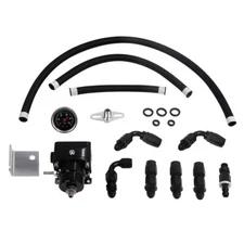 LokoCar Adjustable Fuel Pressure Regulator Kit Oil 0-100psi Gauge -6AN 6AN Black