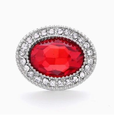 Snap Jewelry Rhinestone Red Oval Halo 18-20mm Fit Ginger Charm Accessory