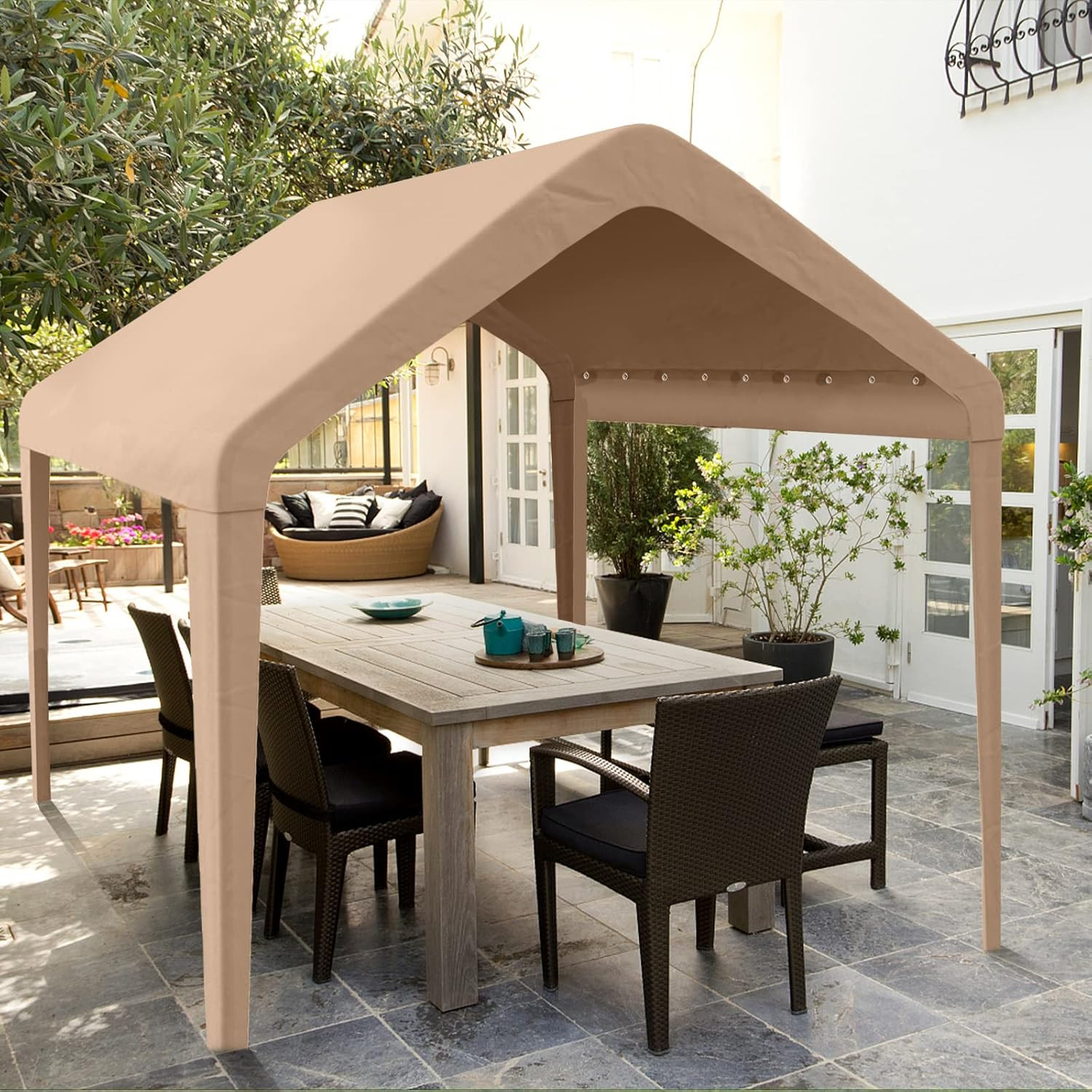 10'x20' Waterproof Carport Canopy Cover with UV Protection - Light Brown