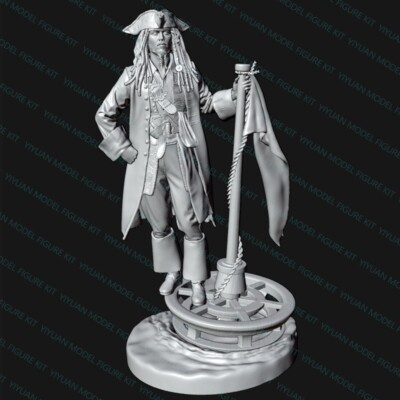 1/24 Jack Sparrow Effigy Uncolored Unassembled 3D Print Resin Model Toy Kit GK