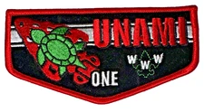 Lodge # 1 (One) Unami S-48 Red Border, Black Velvet Background 2008 OA Flap MINT