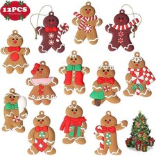 Gingerbread Man Ornaments Christmas Tree Hanging Pendant Xmas Decoration 12 pcs