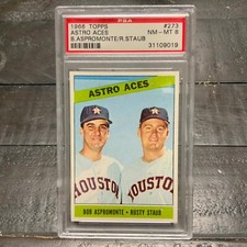1966 Topps B.Aspromonte/R.Staub #273 *Astro Aces* PSA 8 NM-MT