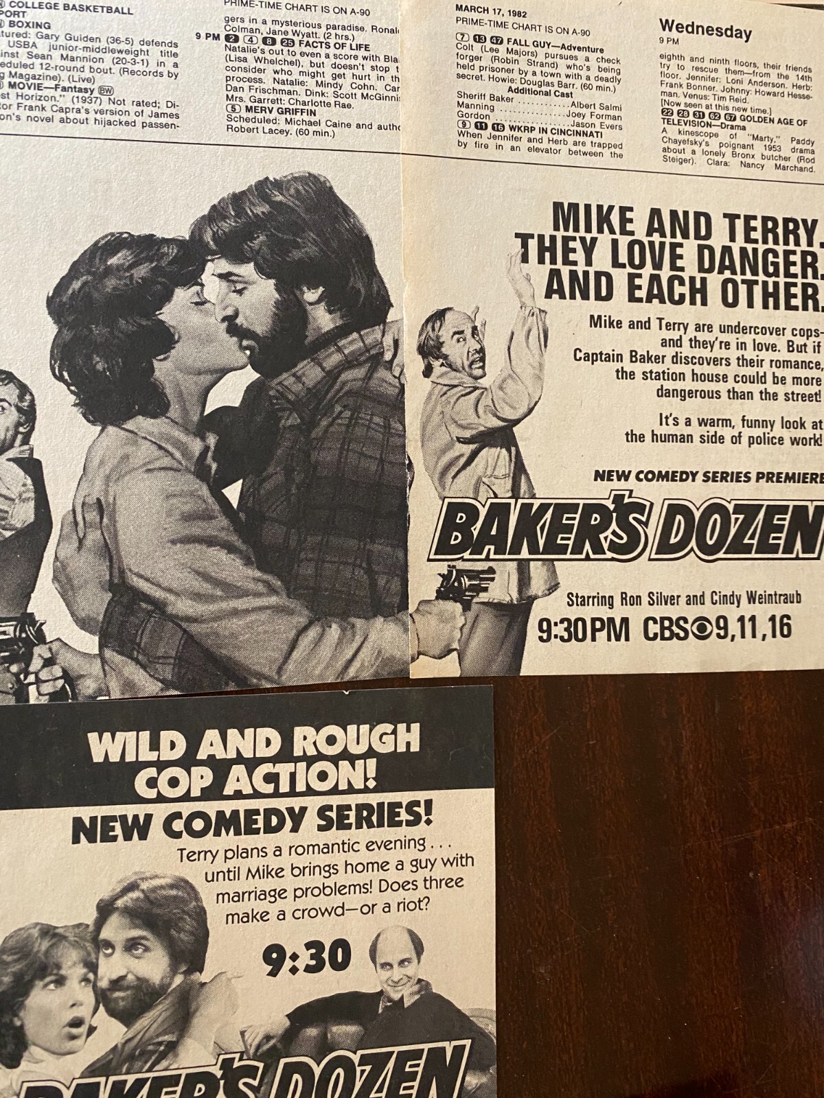 Baker's Dozen, Ron Silver, Cindyk Weintraub, Lot of TWO Vintage TV Guide Ads