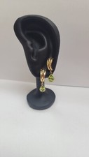 Genuine Peridot Gemstone 14kt Gold Dangling Earrings VALUED 399