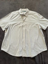 Perry Ellis 100% Cotton Men's Beige Short Sleeve Button Up Shirt Size 2x