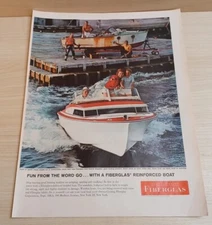 Owens Corning Fiberglas Boat 1958 Vintage Print Ad Life Magazine