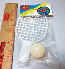 vintage 1960s dime store kids plastic toy Paddle & Ball game, great colors