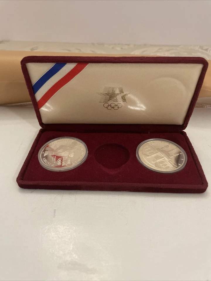 VTG 1983-1984 Los Angeles Olympics Commemorative 2 Coin Set Proof   - Image 2 of 4